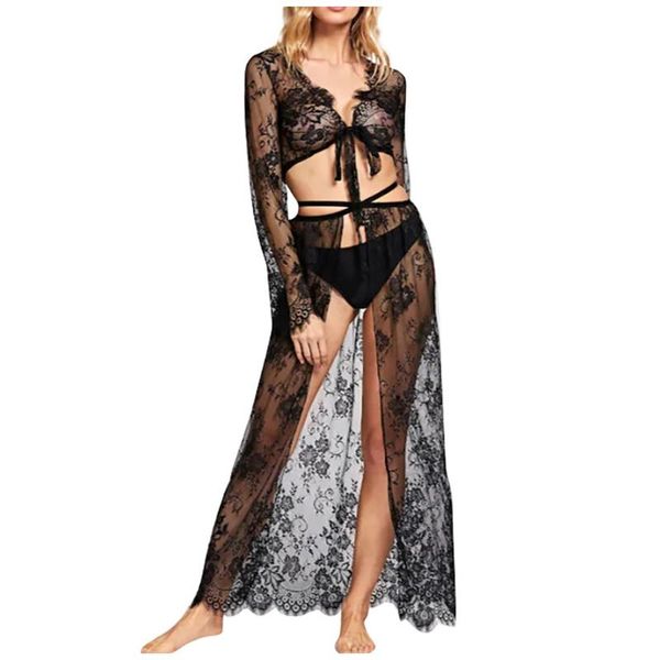 women's sleepwear 2pcs lace night dress see through lingerie nightgown nightwear women long sleep gown white black, Black;red
women's sleepwear 2pcs lace night dress see through lingerie nightgown nightwear women long sleep gown white black, Black;red