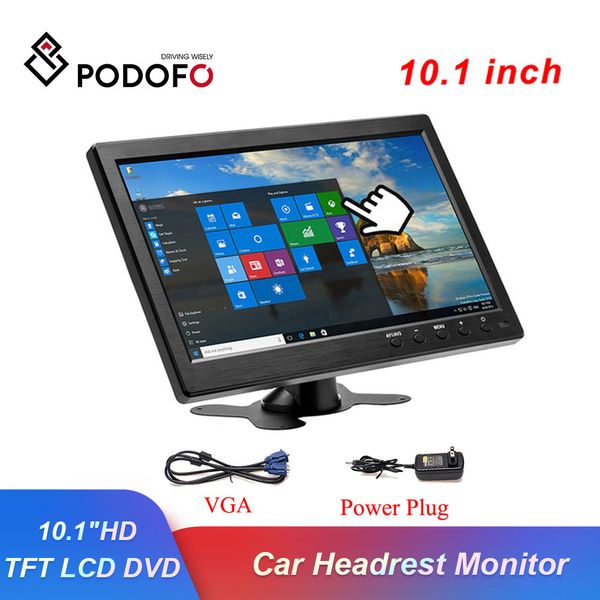 

podofo 10.1" lcd hd car headrest monitor hdmi/vga/av/usb/sd tv&pc display 2 channel video input security monitor remote control