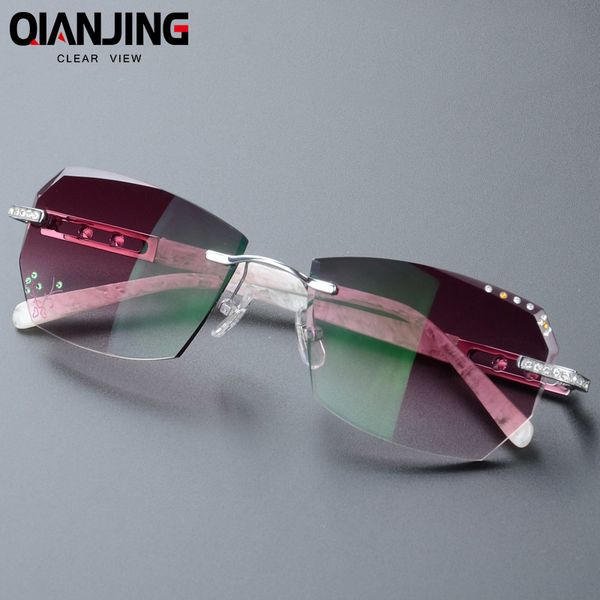 summer style fashionable trimming rimless women's complete prescription sunglasses with rhinestones on lenses gold frame, Blue
summer style fashionable trimming rimless women's complete prescription sunglasses with rhinestones on lenses gold frame, Blue