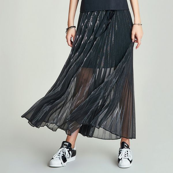 havva 2020 summer new plait pleat light see-through half-length skirt for women q40490, Black
havva 2020 summer new plait pleat light see-through half-length skirt for women q40490, Black