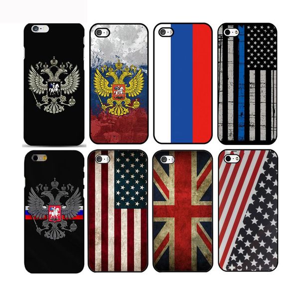 

russian / american / british flag national emblem phone hard plastic case cover for iphone 4s 5s se/6/6plus/7 7plus 8 8plus x