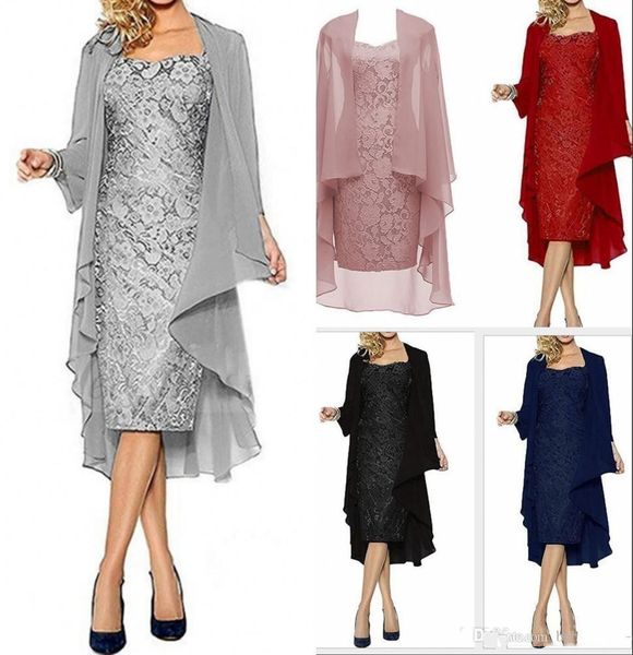 2020 navy blue two piece mother of the bride dresses with jacket vintage spaghetti lace sheath mother formal evening wear, Black;red
2020 navy blue two piece mother of the bride dresses with jacket vintage spaghetti lace sheath mother formal evening wear, Black;red