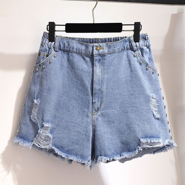 women's shorts 5xl 6xl women summer plus size loose denim jeans ripped hole tassel rivets girl casual short jc149, White;black
women's shorts 5xl 6xl women summer plus size loose denim jeans ripped hole tassel rivets girl casual short jc149, White;black