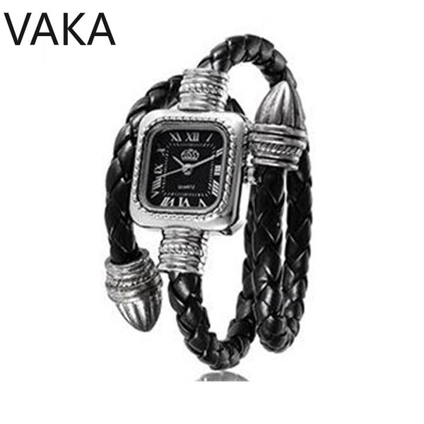 women's watch leather cord snake bracelet watch ladies fashion, Slivery;brown