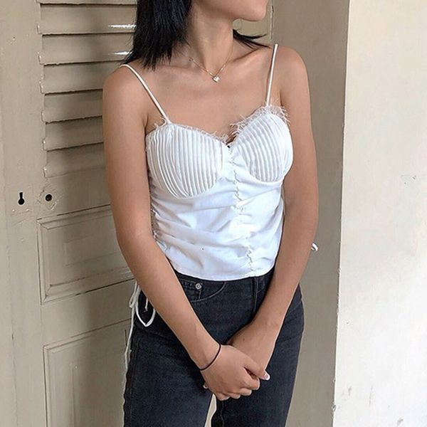 women satin solid basic camis crop summer strap tees tanks vest ladies slim draped camis bustier bralette bandeau, White
women satin solid basic camis crop summer strap tees tanks vest ladies slim draped camis bustier bralette bandeau, White