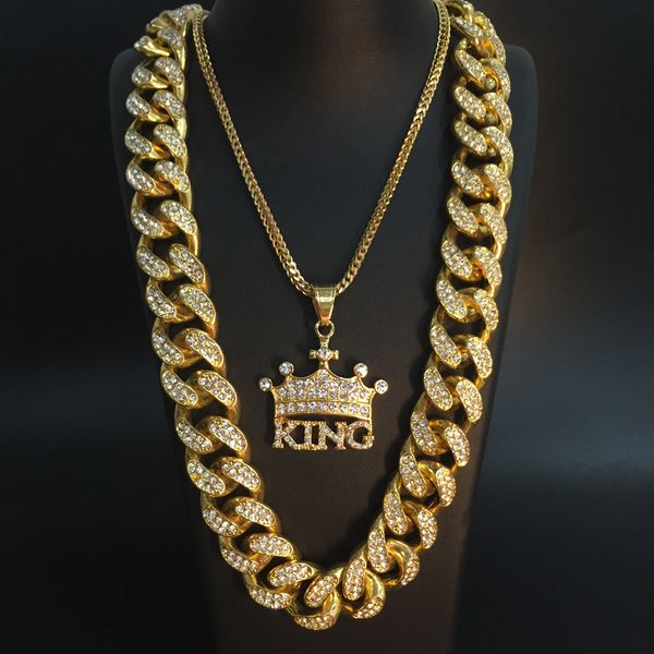 2cm hip hop men's necklace gold plated cuban crown king cross necklace miami crystal symbol rock pendant set of men's jewelry, Silver
2cm hip hop men's necklace gold plated cuban crown king cross necklace miami crystal symbol rock pendant set of men's jewelry, Silver