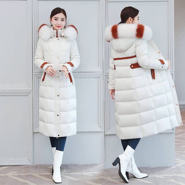 2019 new winter women loose white duck down jacket long coats hooded real fur fashion jacket femal thicken warm parkas c163, Black
2019 new winter women loose white duck down jacket long coats hooded real fur fashion jacket femal thicken warm parkas c163, Black