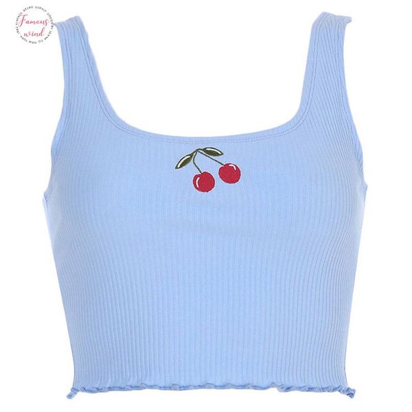 fashion new womens summer basic sweet cherry printing strappy sleeveless racerback crop a, White 
fashion new womens summer basic sweet cherry printing strappy sleeveless racerback crop a, White