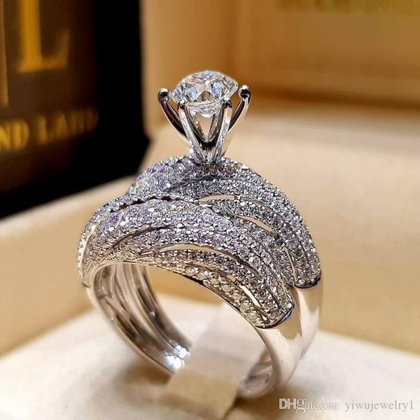 fashion 925 silver jewelry classic round diamond six-prong wedding ring set charm bride full diamond engagement ring size 5-12, Golden;silver
fashion 925 silver jewelry classic round diamond six-prong wedding ring set charm bride full diamond engagement ring size 5-12, Golden;silver