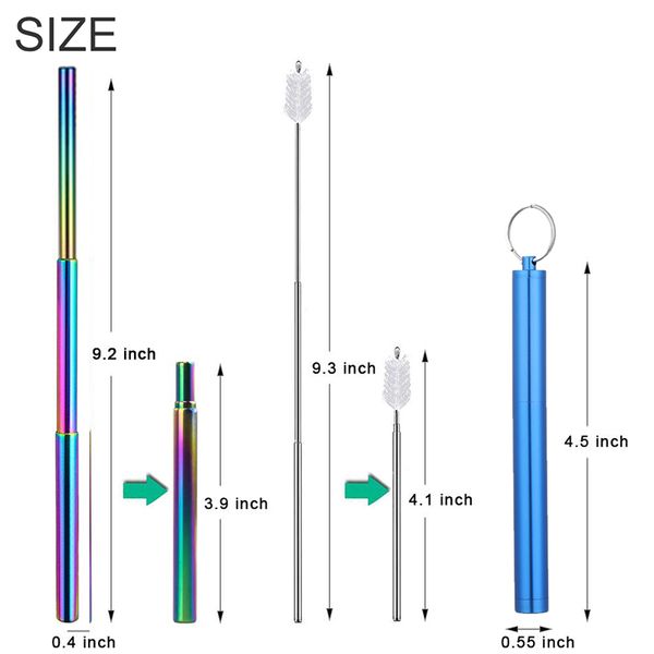 environmentally friendly collapsible reusable straws - telescopic stainless steel metal travel straw with cleaning brush
environmentally friendly collapsible reusable straws - telescopic stainless steel metal travel straw with cleaning brush