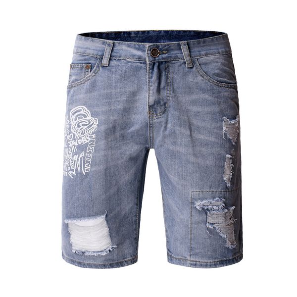 mens short jeans personality hole printing washed casual slim fit summer new style fashionable designer homme jeans, Blue
mens short jeans personality hole printing washed casual slim fit summer new style fashionable designer homme jeans, Blue