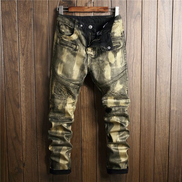 2019 new men's jeans europe and the united states motorcycle models painted gold coated motorcycle men's trousers size 28-36 38, Blue
2019 new men's jeans europe and the united states motorcycle models painted gold coated motorcycle men's trousers size 28-36 38, Blue