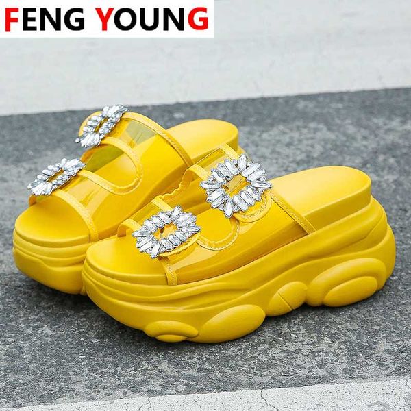 women chunky woman 9cm high wedges luxury designers crystal flip flops ladies platform slippers pvc jelly shoescasual slides, Black
women chunky woman 9cm high wedges luxury designers crystal flip flops ladies platform slippers pvc jelly shoescasual slides, Black