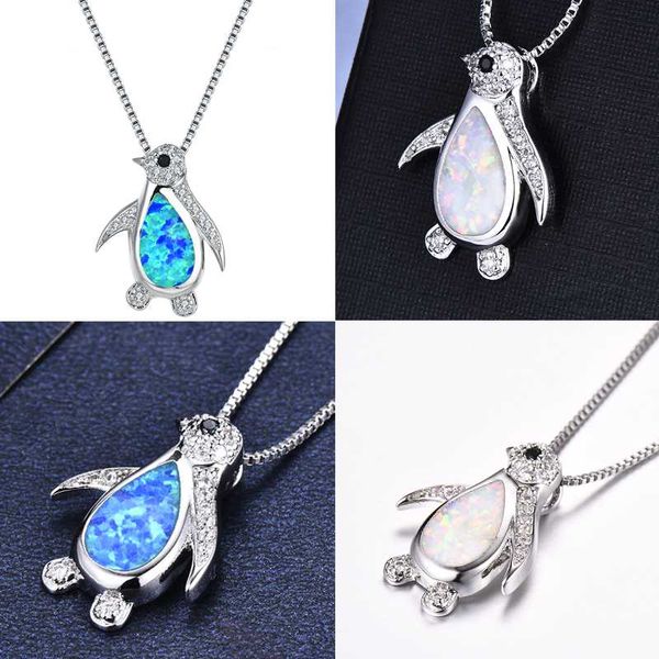 cute female penguin animal pendant necklace 925 sterling silver choker chain necklace blue white fire opal for women
cute female penguin animal pendant necklace 925 sterling silver choker chain necklace blue white fire opal for women