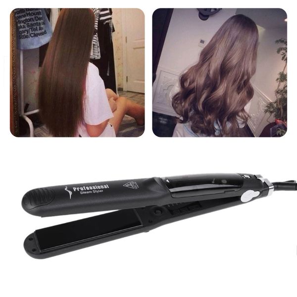 ceramic steam salon hair vapor steam negative ions function flat iron tourmaline ceramic plate professional hair straightener, Black
ceramic steam salon hair vapor steam negative ions function flat iron tourmaline ceramic plate professional hair straightener, Black