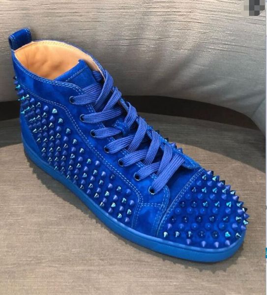 shadow-colored blue suede+blue spiked men's casual sneakers shoes red bottom soles red high trainers ing, Black
shadow-colored blue suede+blue spiked men's casual sneakers shoes red bottom soles red high trainers ing, Black