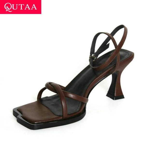 qutaa 2020 hoof high heel women shoes slingback summer buckle sandals open-toed quality cow leather ladies pumps size 34-39, Black
qutaa 2020 hoof high heel women shoes slingback summer buckle sandals open-toed quality cow leather ladies pumps size 34-39, Black