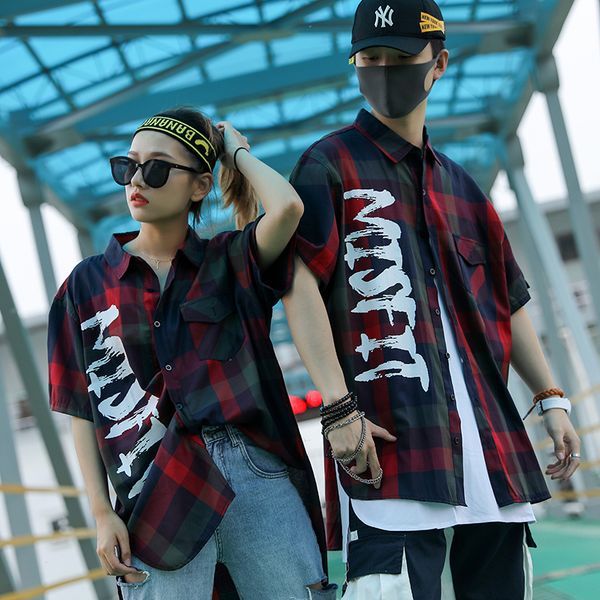 ins country tide lengthening lazy loose couple plaid short sleeve shirt large size male hip hop streetwear casual shirts 50cs, White;black
ins country tide lengthening lazy loose couple plaid short sleeve shirt large size male hip hop streetwear casual shirts 50cs, White;black