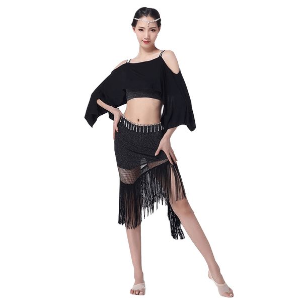 2018 women belly dance clothing modal clothes off shoulder bat-wing sleeves fringe skirt bellydance costume class wear, Black;red
2018 women belly dance clothing modal clothes off shoulder bat-wing sleeves fringe skirt bellydance costume class wear, Black;red