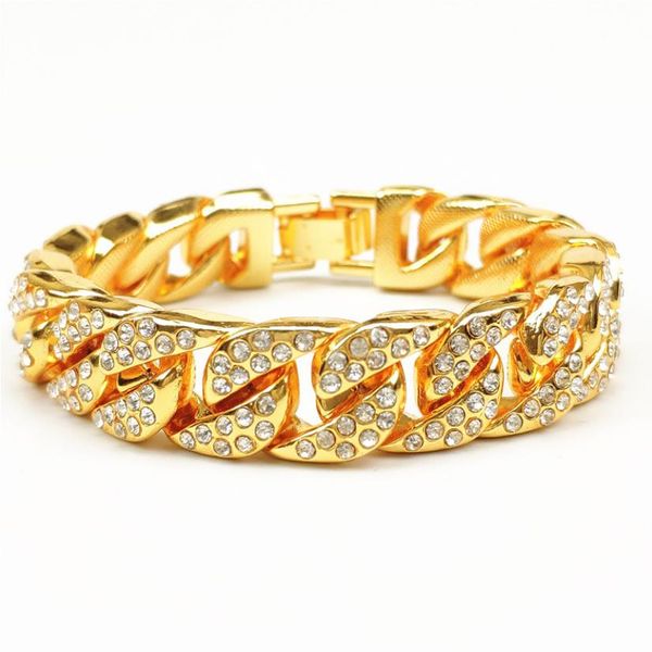 men's bracelets 2019 15mm width wide crystal cuban chain bracelet for men silver gold color hip pop rhinestone paved bracelet, White
men's bracelets 2019 15mm width wide crystal cuban chain bracelet for men silver gold color hip pop rhinestone paved bracelet, White