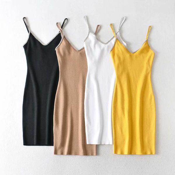 summer new women's temperament was thin package hip bright diamond v-neck strap dress, Black;gray
summer new women's temperament was thin package hip bright diamond v-neck strap dress, Black;gray