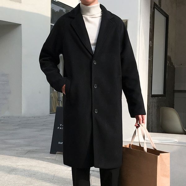 winter woolen coat men's fashion solid color casual v-neck woolen jacket man streetwear loose english style coat mens, Black
winter woolen coat men's fashion solid color casual v-neck woolen jacket man streetwear loose english style coat mens, Black