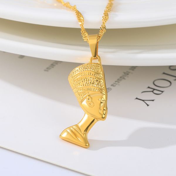 small ancient egyptian queen necklace pendant light gold color/silver color egypt nefertiti head portrait jewelry
small ancient egyptian queen necklace pendant light gold color/silver color egypt nefertiti head portrait jewelry