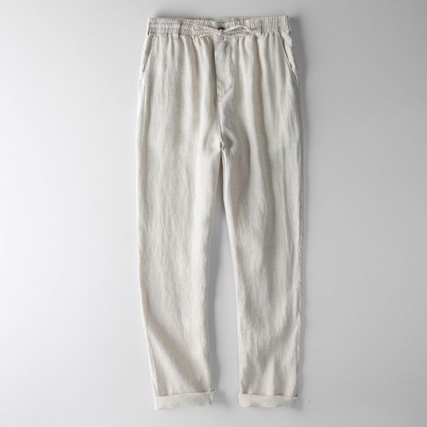 men spring summer fashion japan style solid color minimalism 100% linen pant male casual straight elastic waist trousers, Black
men spring summer fashion japan style solid color minimalism 100% linen pant male casual straight elastic waist trousers, Black