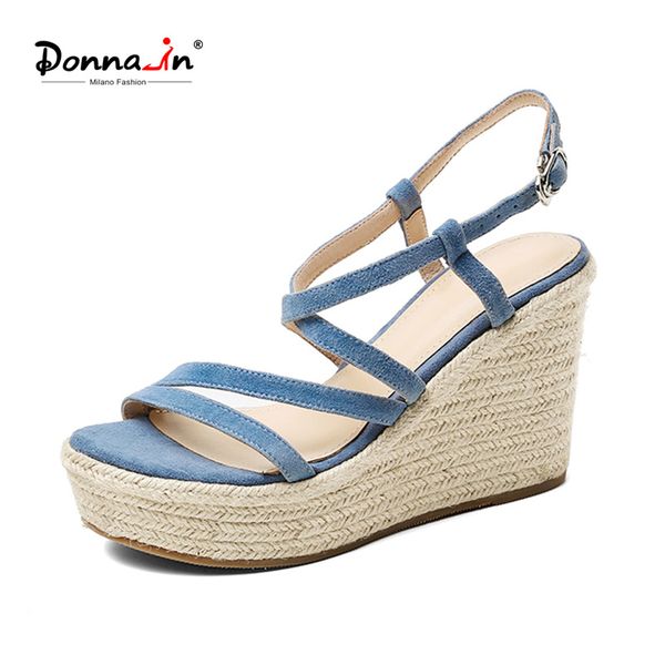 donna-in rope weave women sandals platform wedges real leather high heel sandals womens summer footwear buckle shoes 11cm, Black
donna-in rope weave women sandals platform wedges real leather high heel sandals womens summer footwear buckle shoes 11cm, Black