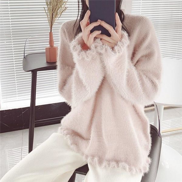 winter korean women sweaters and pullovers o-neck casual oversized sweater winter mohair pull femme knitted jumpers, White;black
winter korean women sweaters and pullovers o-neck casual oversized sweater winter mohair pull femme knitted jumpers, White;black