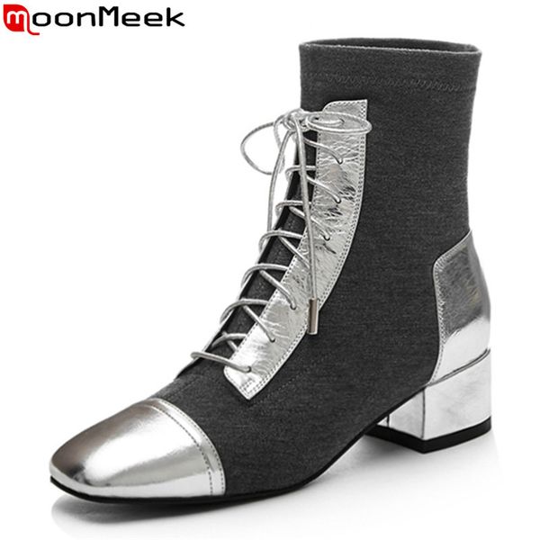 moonmeek 2020 new brand genuine leather women boots med heels square toe fashion lace up leisure autumn ankle boots gray, Black
moonmeek 2020 new brand genuine leather women boots med heels square toe fashion lace up leisure autumn ankle boots gray, Black