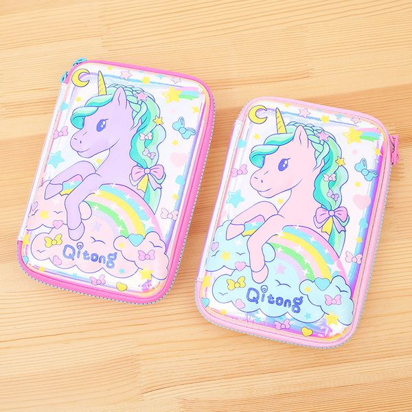 

cute unicorn school pencil case kawaii 3d pen box for girls boys pencilcase eva cartridge bag big penal large pouch stationery