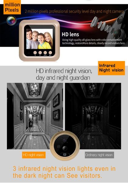2.4 inch 2.0mp night vision viewer digital tft lcd peephole viewer camera pir motion detection door eye video recording
2.4 inch 2.0mp night vision viewer digital tft lcd peephole viewer camera pir motion detection door eye video recording