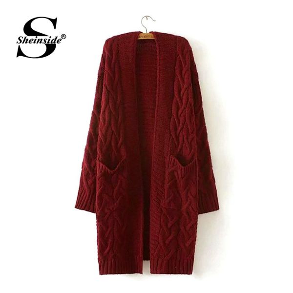 sheinside burgundy solid drop shoulder cable knitted coat women sweater cardigan 2018 long sleeve casual female long cardigans, White
sheinside burgundy solid drop shoulder cable knitted coat women sweater cardigan 2018 long sleeve casual female long cardigans, White