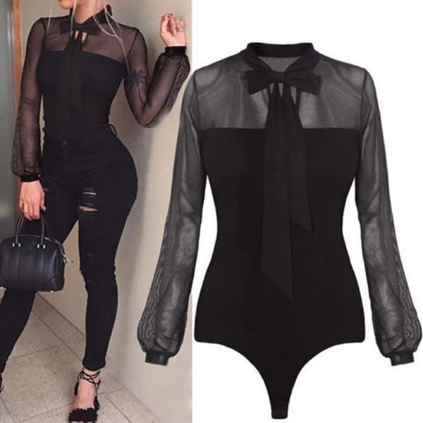 summer bow solid mock neck patchwork long sleeve bodysuit for women ladies lace mesh bodysuit transparent, Black;white
summer bow solid mock neck patchwork long sleeve bodysuit for women ladies lace mesh bodysuit transparent, Black;white