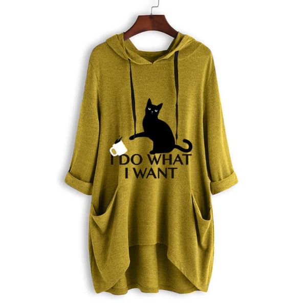 women's hoodies casual print cat ear hooded long sleeves pocket irregular blouse shirt overalls large size sudadera mujer, Black
women's hoodies casual print cat ear hooded long sleeves pocket irregular blouse shirt overalls large size sudadera mujer, Black