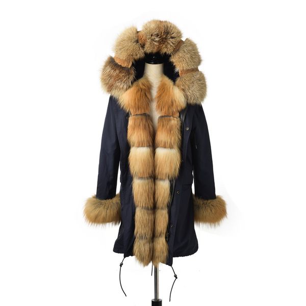 fursarcar multicolor real fur parka women winter fashion jacket 80cm coat with red fur collar and cuff casual warm parka, Black
fursarcar multicolor real fur parka women winter fashion jacket 80cm coat with red fur collar and cuff casual warm parka, Black