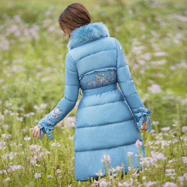 embroidery white duck down jackets for women 2020 new autumn winter slim waist large fur collar medium-long a-line warm parkas, Black
embroidery white duck down jackets for women 2020 new autumn winter slim waist large fur collar medium-long a-line warm parkas, Black
