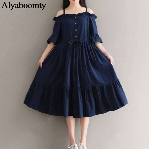 mori girl summer women midi dress slash neck solid butterfly sleeve vestidos femininos strap cotton elegant sweet pleated dress, Black;gray
mori girl summer women midi dress slash neck solid butterfly sleeve vestidos femininos strap cotton elegant sweet pleated dress, Black;gray