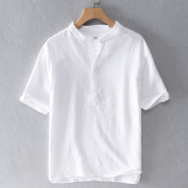 men's casual shirts summer short-sleeved linen shirt men stand collar loose for breathable flax mens camisa chemise, White;black
men's casual shirts summer short-sleeved linen shirt men stand collar loose for breathable flax mens camisa chemise, White;black