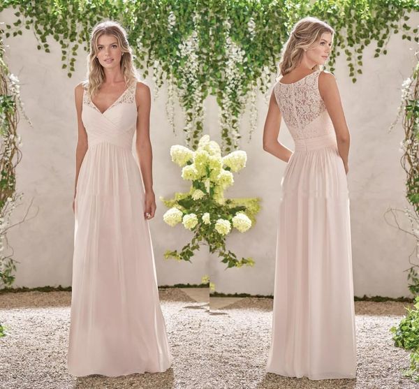 lace chiffon bridesmaid dresses v neck a line long maid of honor gowns country wedding guest dresses custom made, White;pink
lace chiffon bridesmaid dresses v neck a line long maid of honor gowns country wedding guest dresses custom made, White;pink