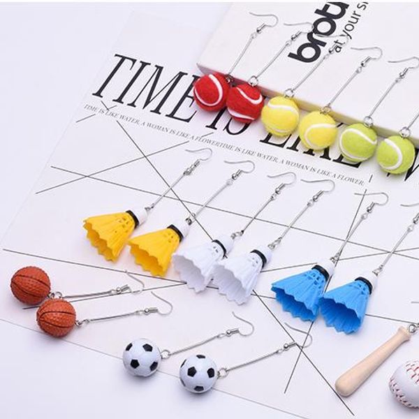 b106 summer day vitality fun cool shuttlecock basketball tennis football long earrings south korea ear stud ear stud, Silver
b106 summer day vitality fun cool shuttlecock basketball tennis football long earrings south korea ear stud ear stud, Silver