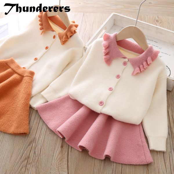 thunderers autumn winter kids clothing set for girls long sleeve lapel children 2pcs outfits warm sweater with short skirt, White
thunderers autumn winter kids clothing set for girls long sleeve lapel children 2pcs outfits warm sweater with short skirt, White