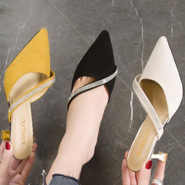 slippers high heels women shoes woman cover toe half slippers summer 2020 new suede high-heeled pointed stiletto sandals d155, Black
slippers high heels women shoes woman cover toe half slippers summer 2020 new suede high-heeled pointed stiletto sandals d155, Black