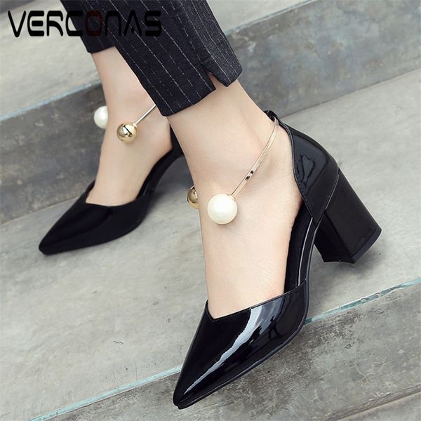 dress shoes verconas women summer pointed toe genuine leather pearl design party high heeled sandals thick heel woman, Black
dress shoes verconas women summer pointed toe genuine leather pearl design party high heeled sandals thick heel woman, Black