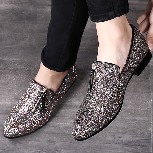 men casual shoes 2019 mens loafers leather sequin fashion shoes zipper comfortable footwear, Black
men casual shoes 2019 mens loafers leather sequin fashion shoes zipper comfortable footwear, Black