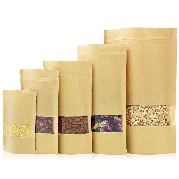 healthcare01 food bag moisture barrier food bags ziplock packaging sealing pouch brown kraft paper doypack pouch with clear window
healthcare01 food bag moisture barrier food bags ziplock packaging sealing pouch brown kraft paper doypack pouch with clear window