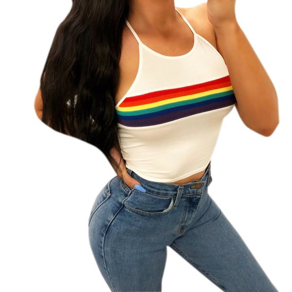 charming women camisole rain bow printed crop strap bandage tank camisoles camisetas de tirantes mujer, White
charming women camisole rain bow printed crop strap bandage tank camisoles camisetas de tirantes mujer, White