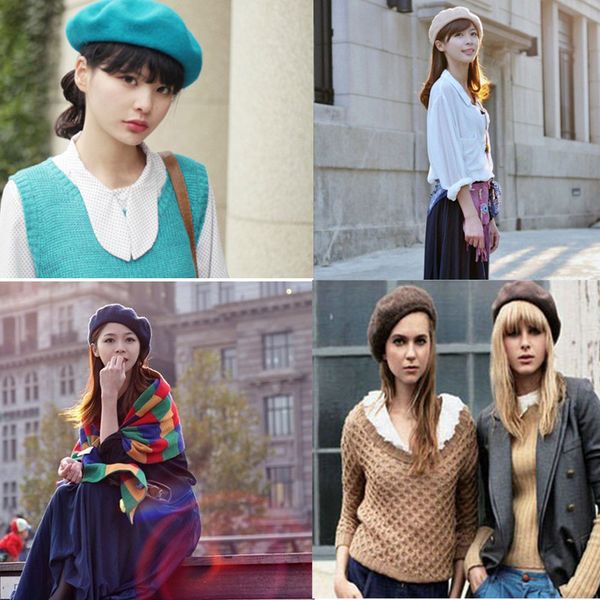 autumn winter beret hats women girl outdoor sweet solid warm wool beret french artist beanie hat ski cap hat, Blue;gray
autumn winter beret hats women girl outdoor sweet solid warm wool beret french artist beanie hat ski cap hat, Blue;gray