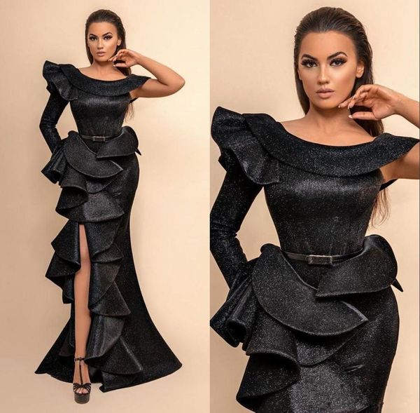 shinning black mermaid evening dresses split elegant evening gowns long sleeve party dress evening formal wear robe de soiree abendkleider, Black;red
shinning black mermaid evening dresses split elegant evening gowns long sleeve party dress evening formal wear robe de soiree abendkleider, Black;red